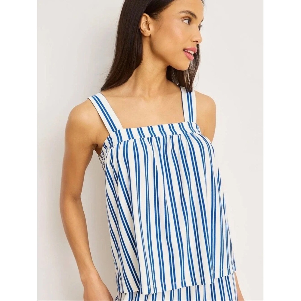 LAKE Pajamas Blue White Striped Tank Top Size S Modal Sleeveless Cami Sleepwear